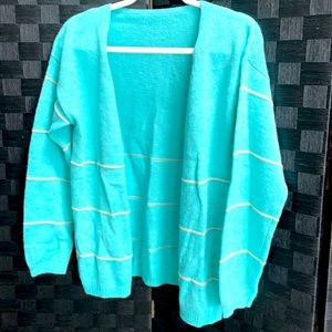 Made With ❤️ Turquoise Cardigan Sweater Large